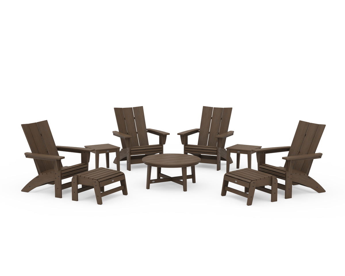 POLYWOOD Modern Grand Adirondack 9-Piece Conversation Set in Kona