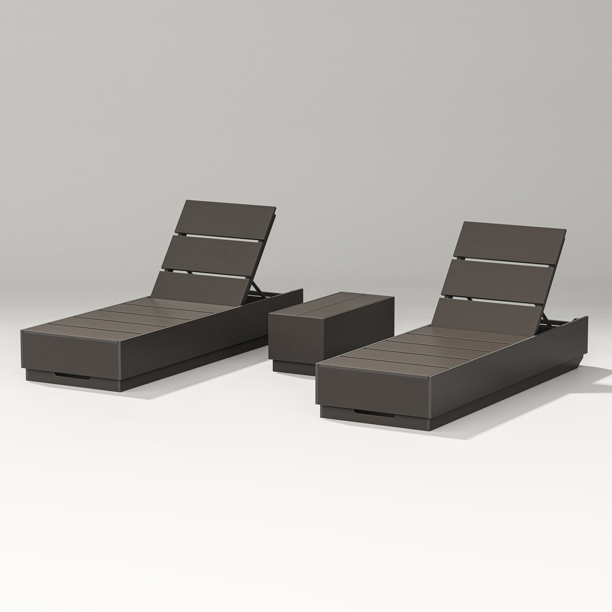 POLYWOOD PW Designer Series Elevate 3-Piece Chaise Lounge Set in Vintage Coffee