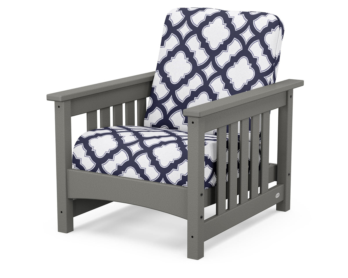 POLYWOOD Club Mission Chair in Slate Grey / Trellis Navy