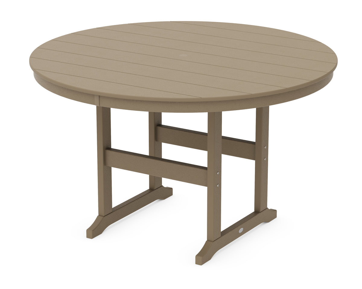POLYWOOD 60" Round Farmhouse Counter Table in Vintage Sahara