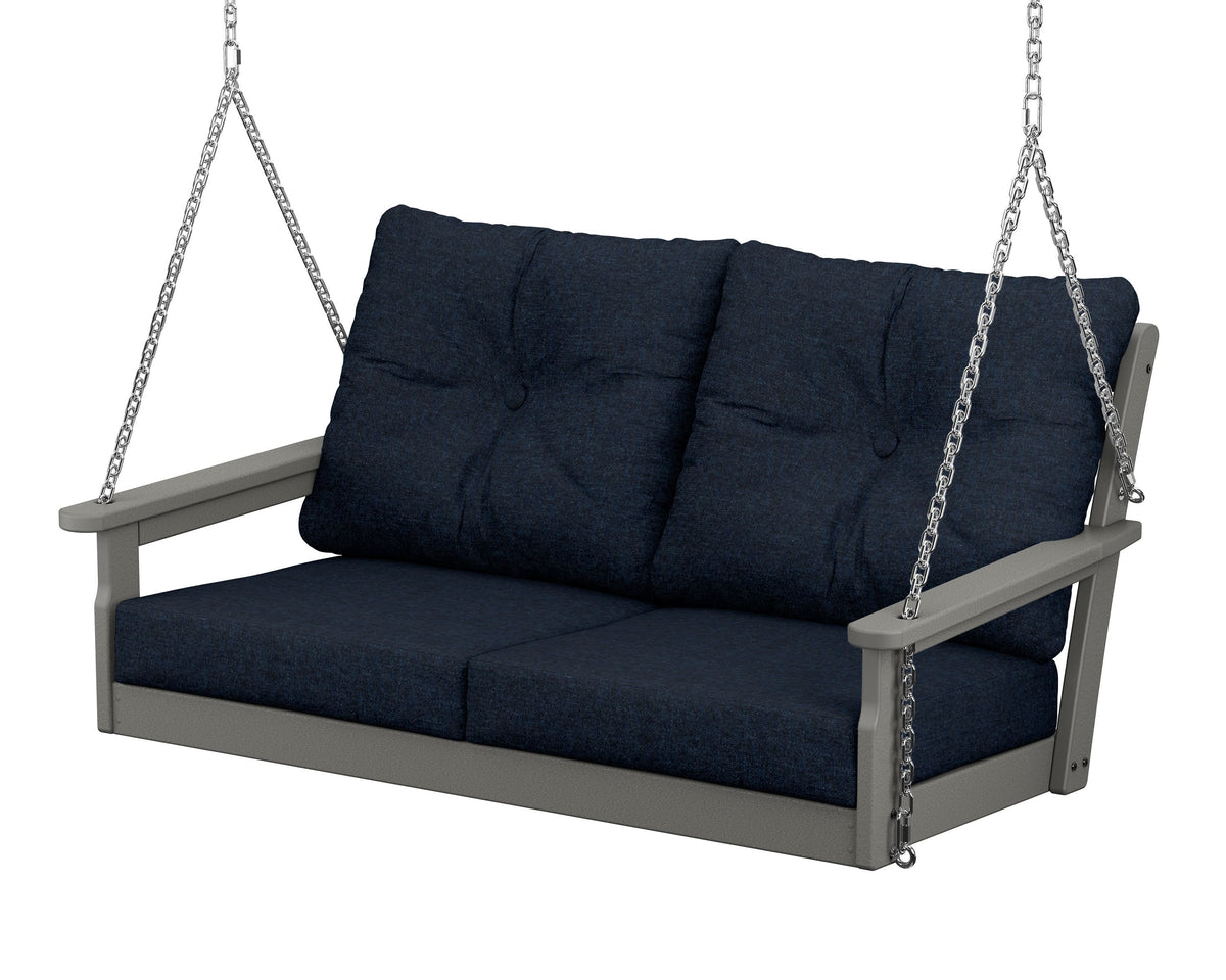 POLYWOOD Vineyard Deep Seating Swing in Slate Grey / Marine Indigo