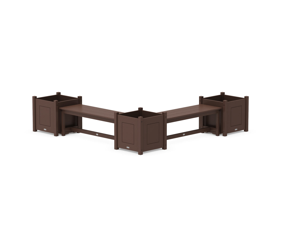 POLYWOOD 48" Country Living L-Shaped Planter Bench Corner Set - Large in Mahogany