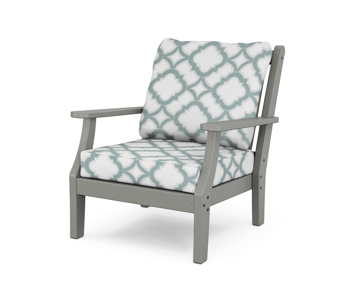 POLYWOOD Wovendale Deep Seating Chair in Slate Grey / Trellis Glacier Spa