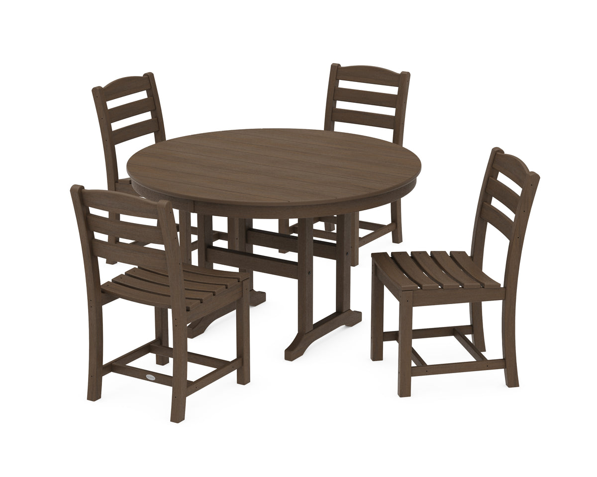 POLYWOOD La Casa Café Side Chair 5-Piece Round Farmhouse Dining Set in Kona