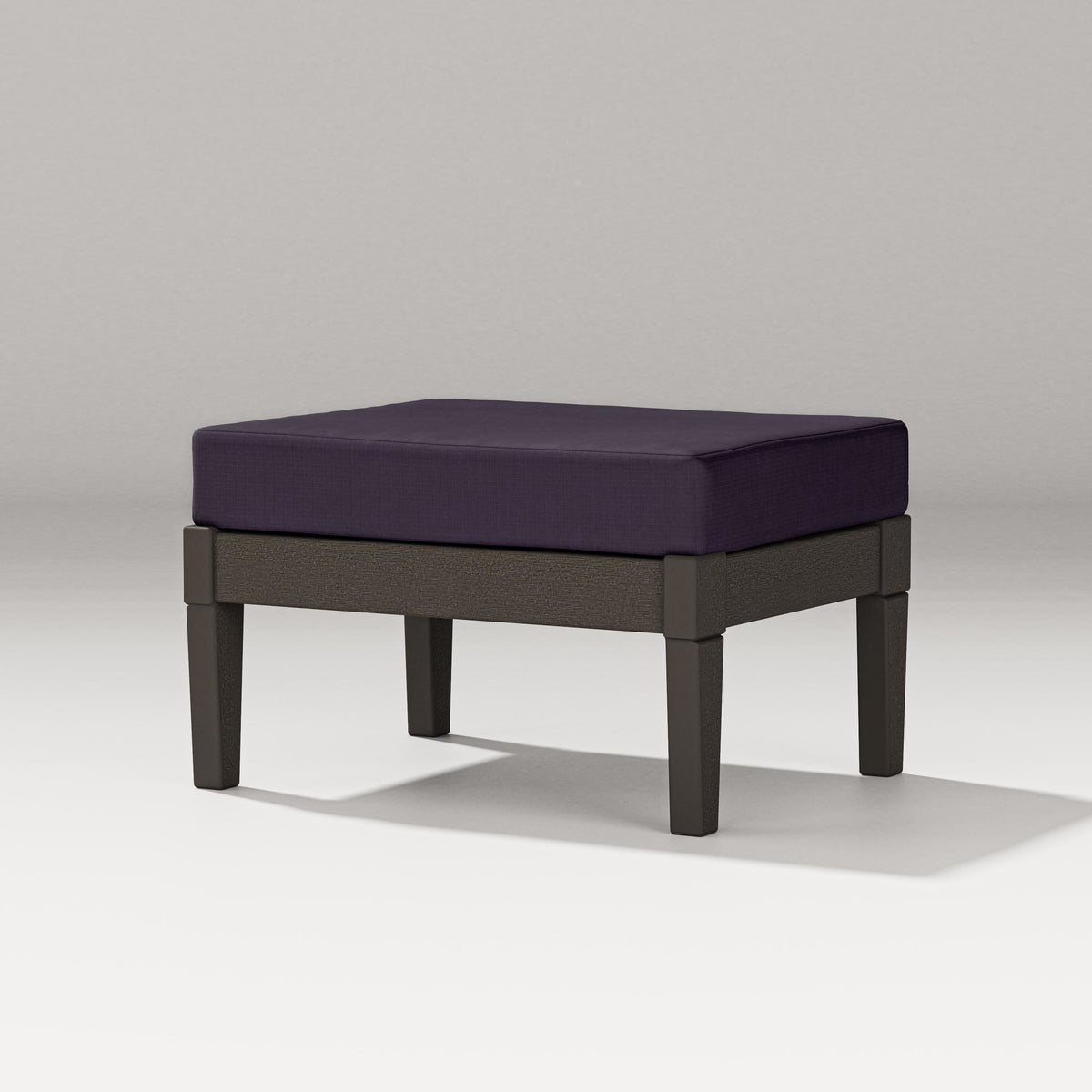 POLYWOOD Estate Lounge Ottoman in Vintage Coffee / Navy Linen
