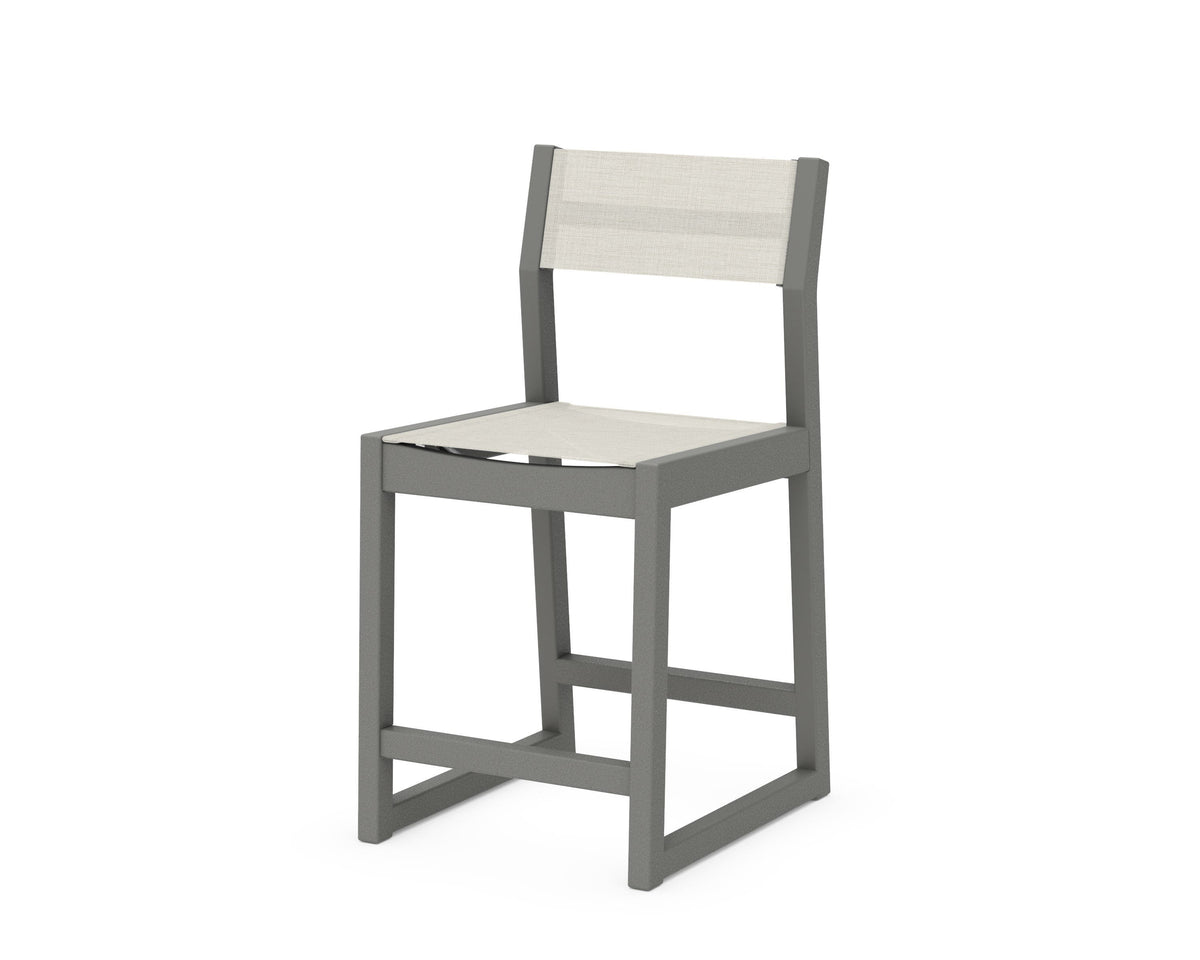 POLYWOOD EDGE Sling Counter Side Chair in Slate Grey / Parchment