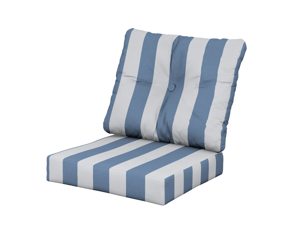 POLYWOOD Vineyard Seat/Back Cushion in Cabana Stripe Sky Blue