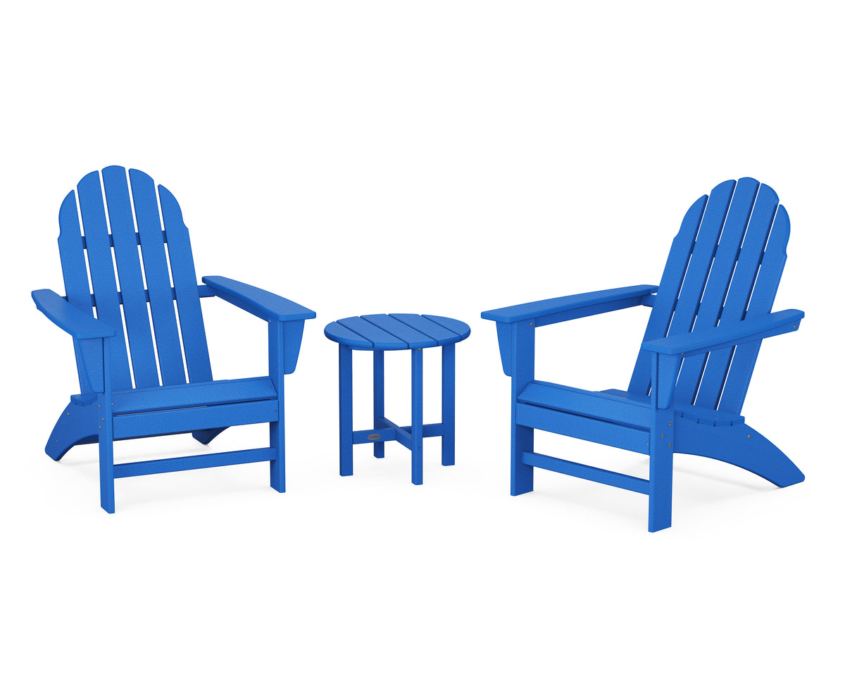 POLYWOOD Vineyard 3-Piece Adirondack Set in Pacific Blue