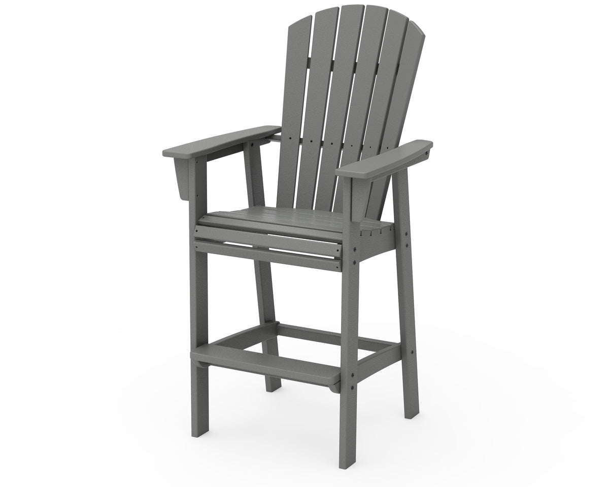 POLYWOOD Nautical Curveback Adirondack Bar Chair in Slate Grey