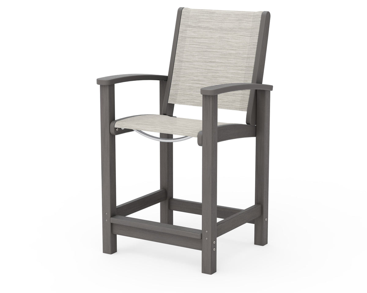 POLYWOOD Coastal Counter Chair in Driftwood / Birch