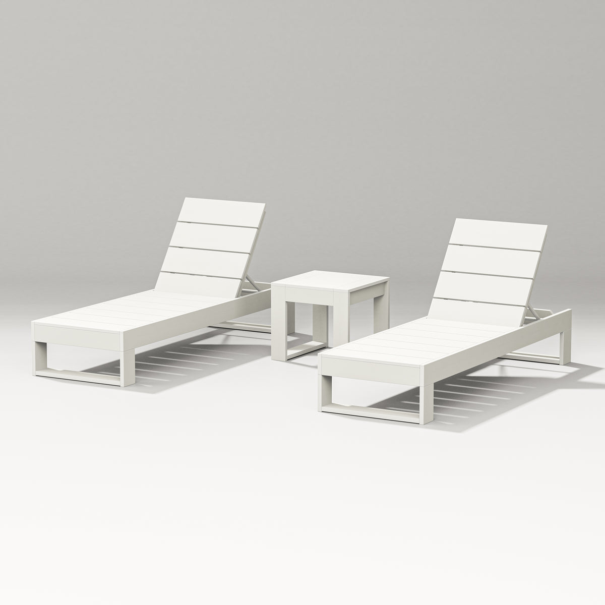 POLYWOOD PW Designer Series Latitude 3-Piece Lounge Chaise Set in Vintage White
