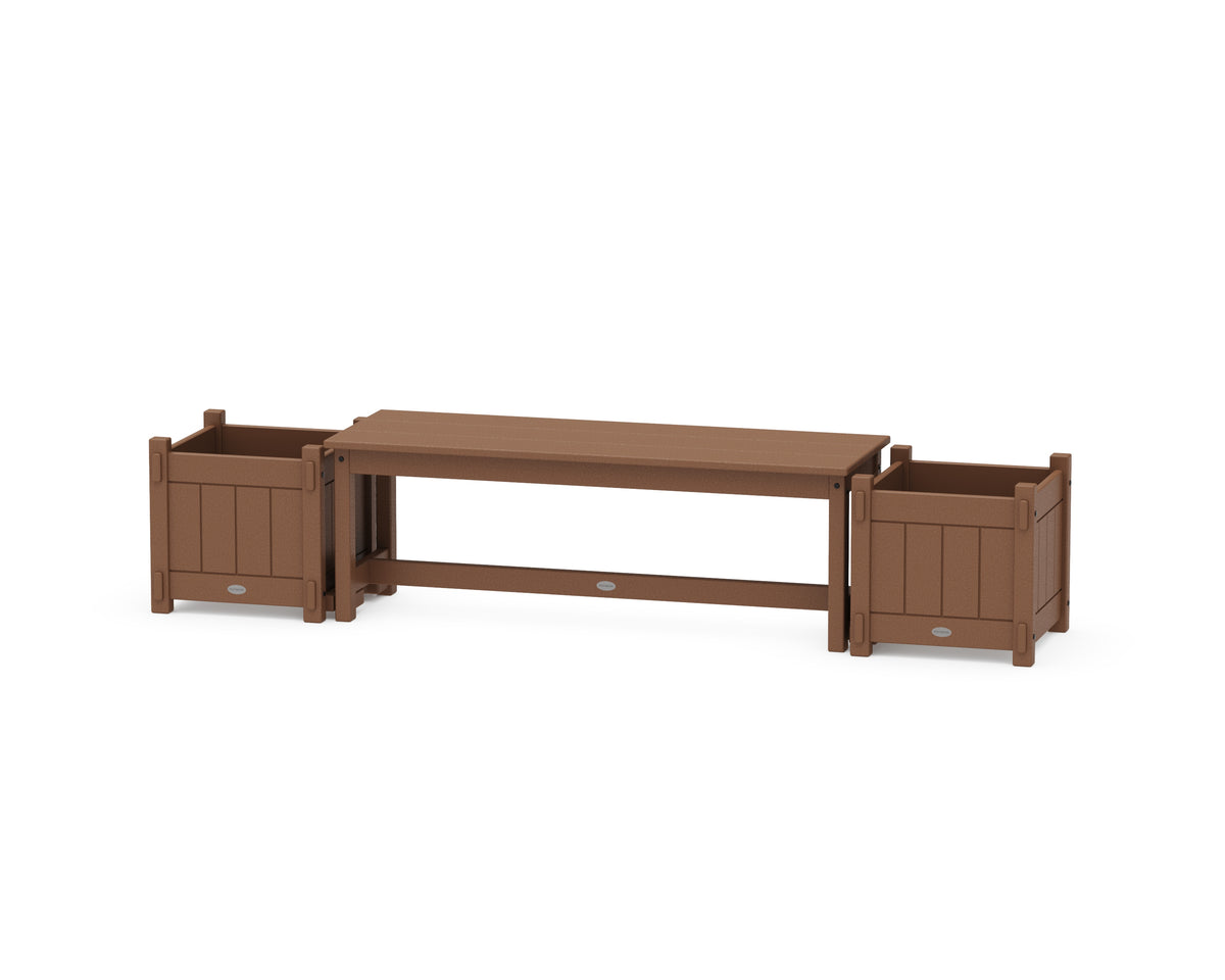 POLYWOOD 48" Vineyard Straight Planter Bench Set in Teak