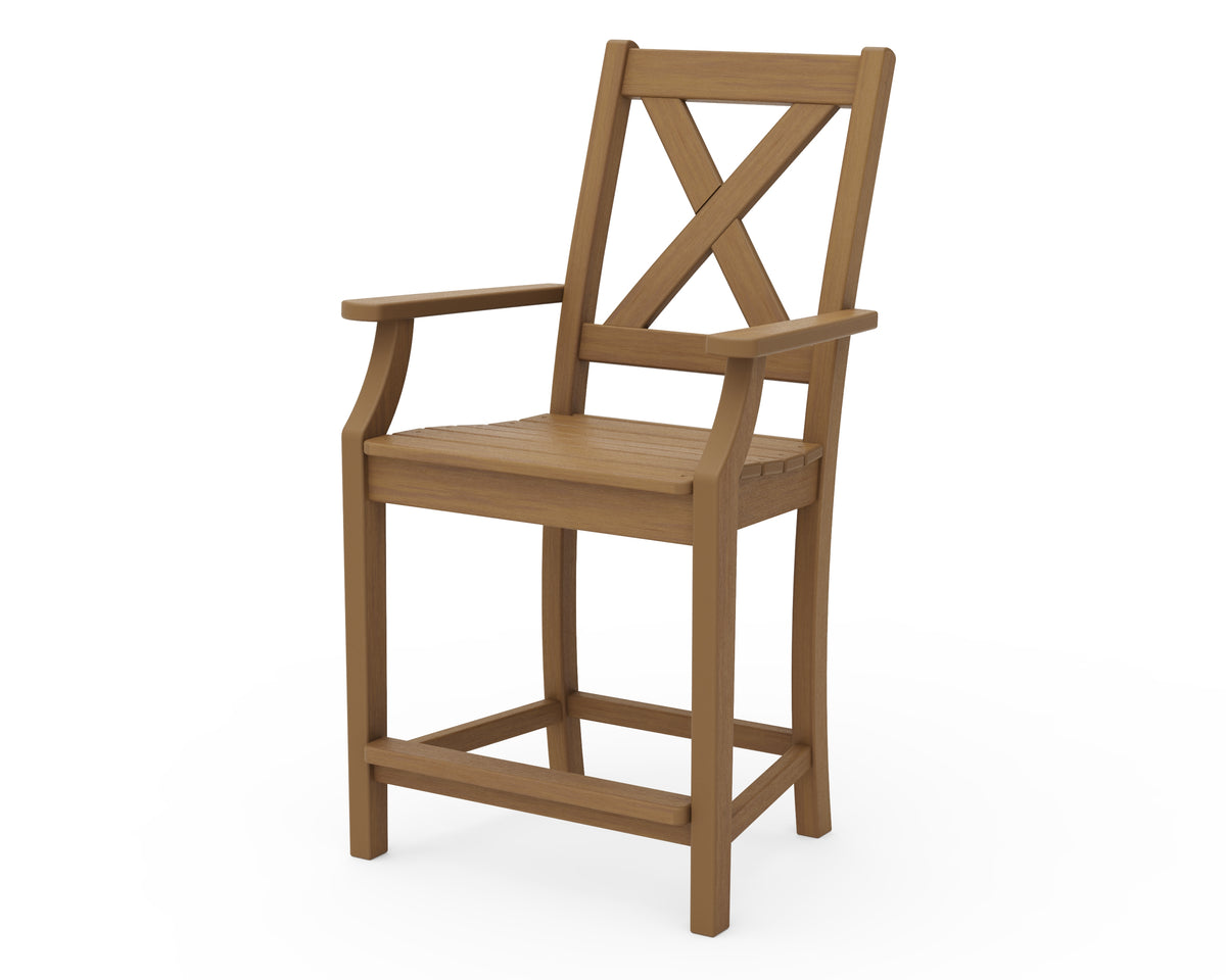 POLYWOOD Braxton Counter Arm Chair in Natural