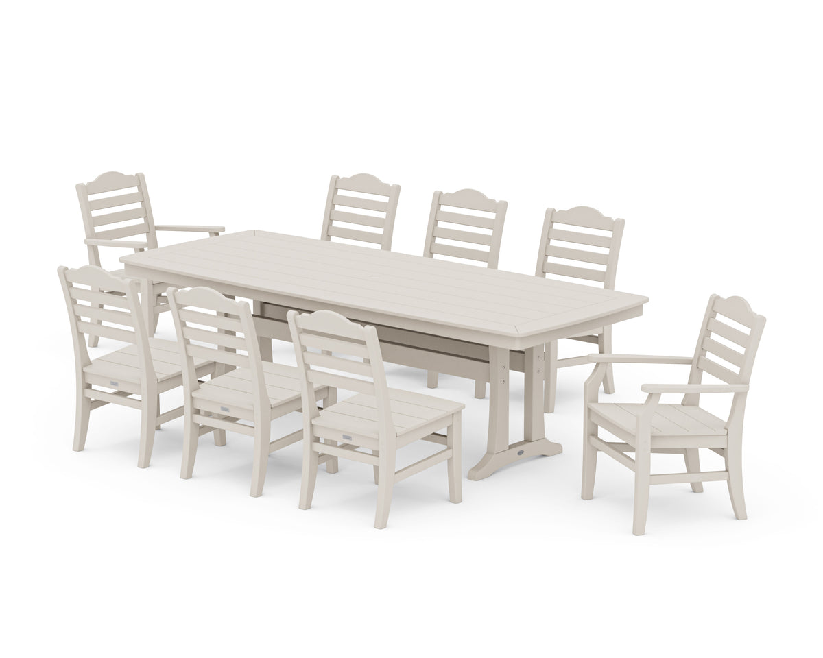 POLYWOOD Savannah 9-Piece Dining Set with Trestle Legs in Sand