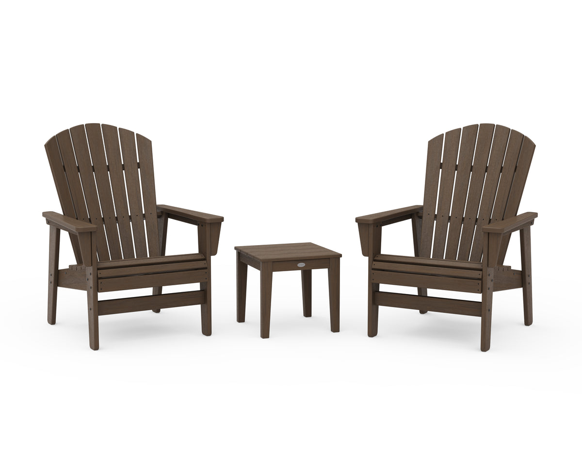 POLYWOOD 3-Piece Nautical Grand Upright Adirondack Set in Kona