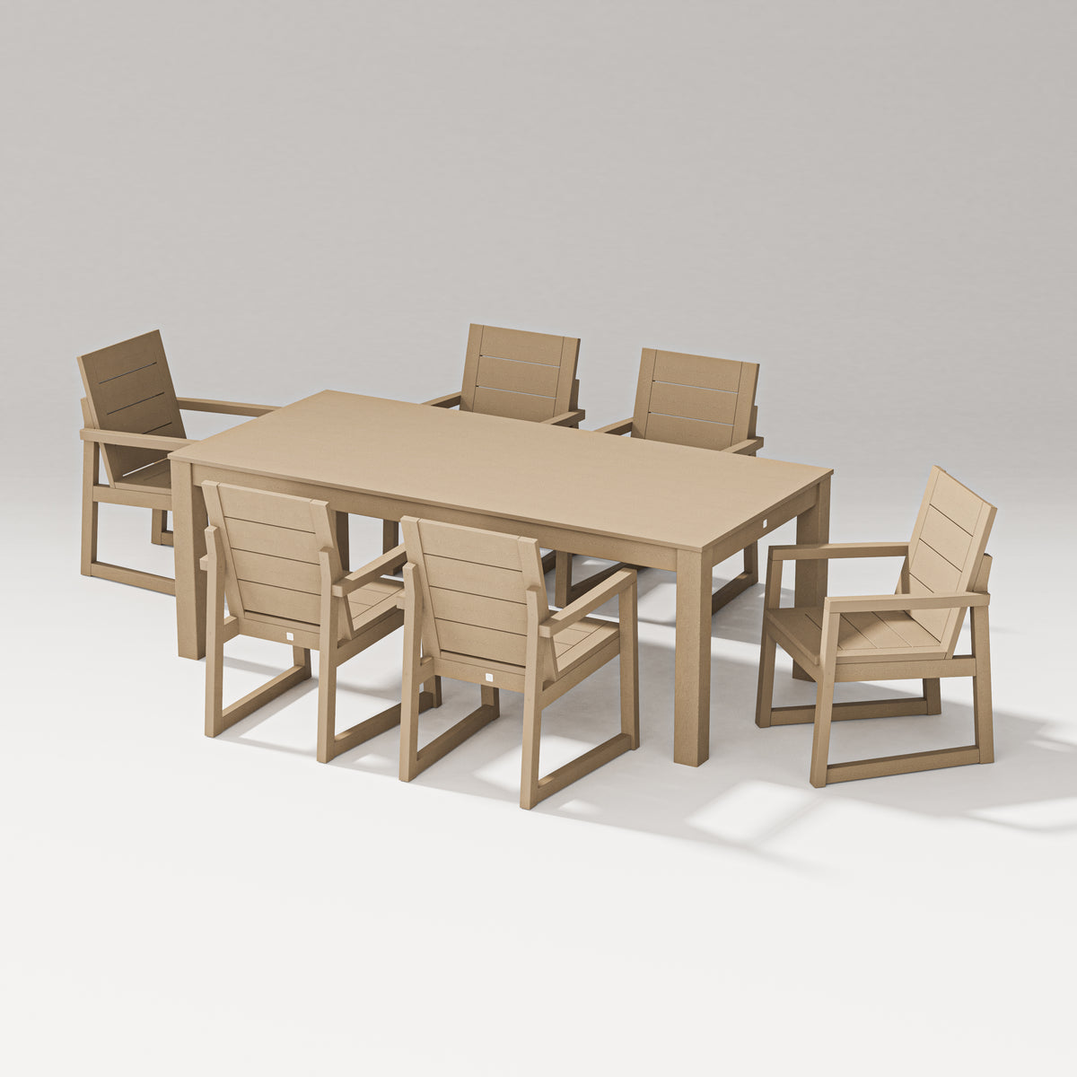 POLYWOOD PW Designer Series Elevate 7-Piece Parsons Table Dining Set in Vintage Sahara