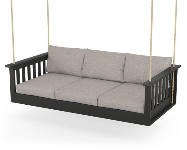 POLYWOOD Vineyard Daybed Swing in Black / Weathered Tweed