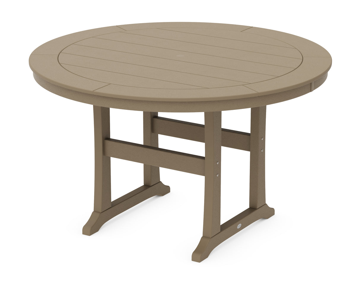 POLYWOOD Nautical Trestle 60" Round Counter Table in Vintage Sahara