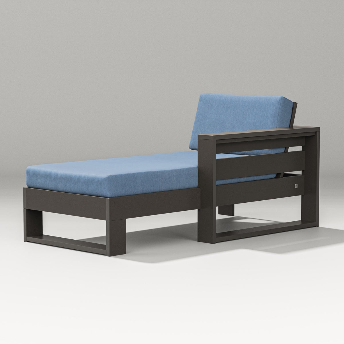 POLYWOOD Latitude Modular Right Arm Chaise in Vintage Coffee / Sky Blue