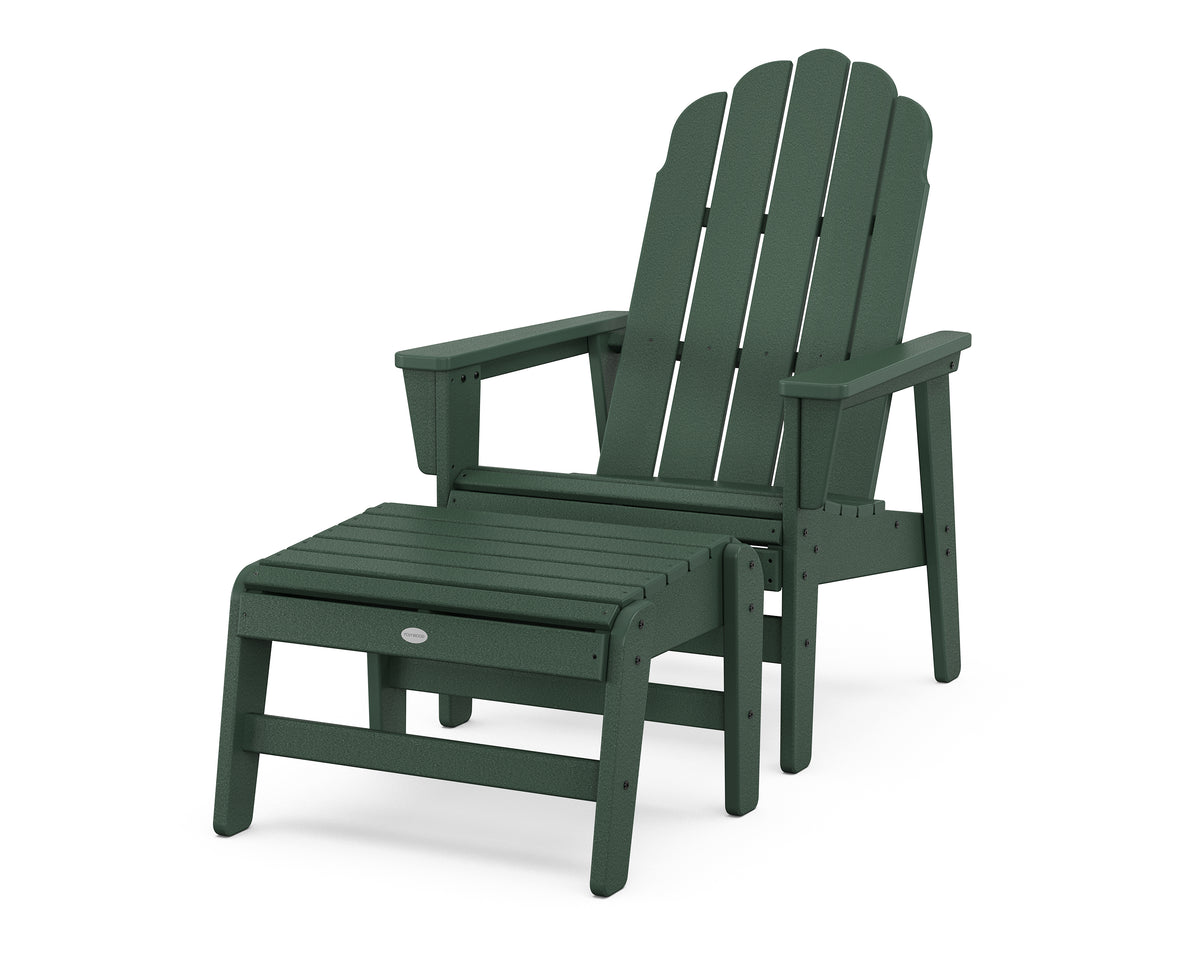 POLYWOOD Vineyard Grand Upright Adirondack Chair with Ottoman in Green