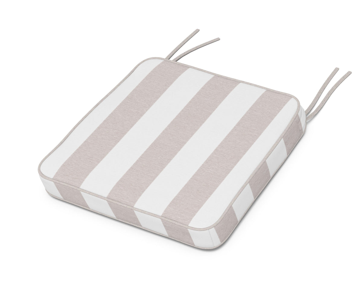 POLYWOOD Chinoiserie Side Chair Seat Cushion in Cabana Stripe Dune Burlap