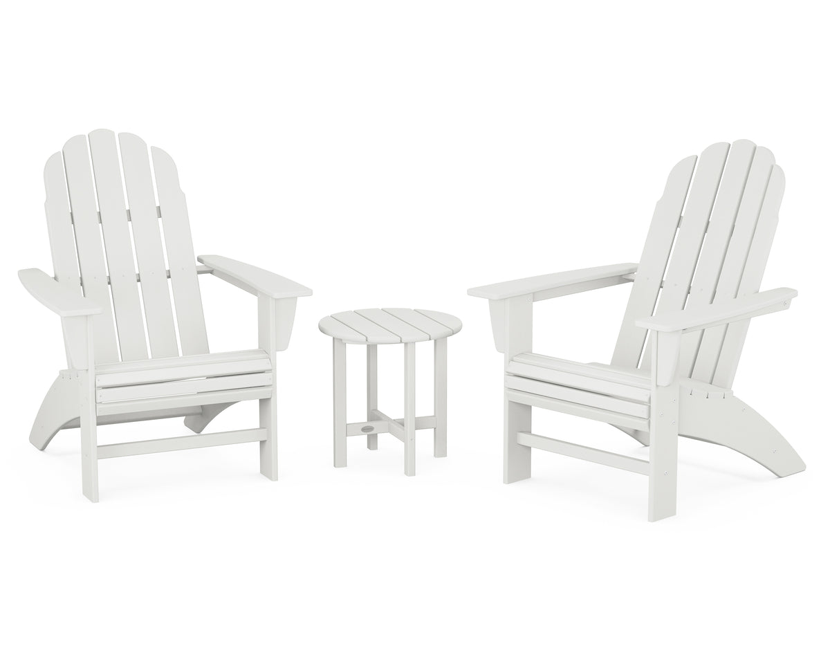 POLYWOOD Vineyard 3-Piece Curveback Adirondack Set in Vintage White