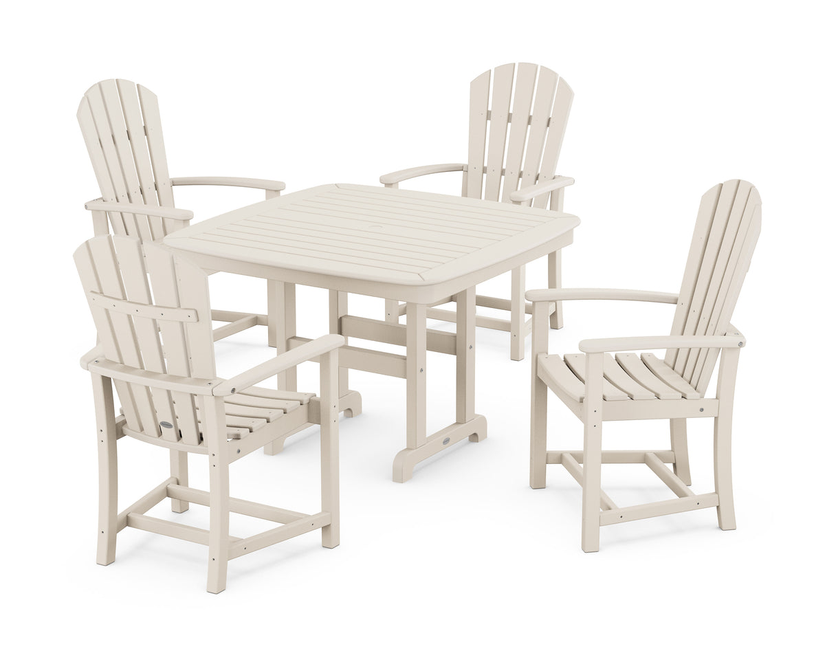 POLYWOOD Palm Coast 5-Piece Dining Set with Trestle Legs - 44" Table in Sand