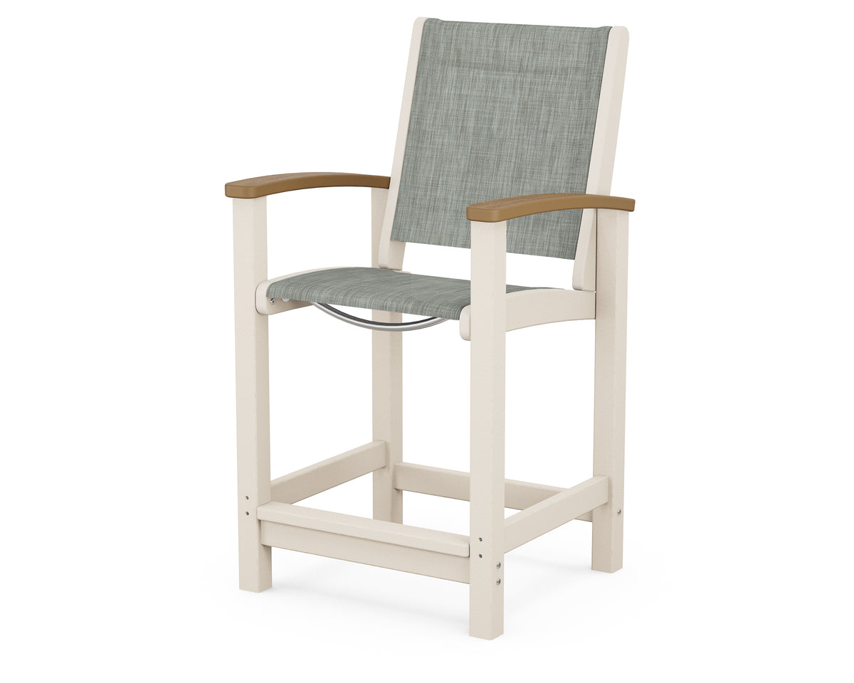 POLYWOOD Coastal Counter Chair in Sand / Natural / Birch