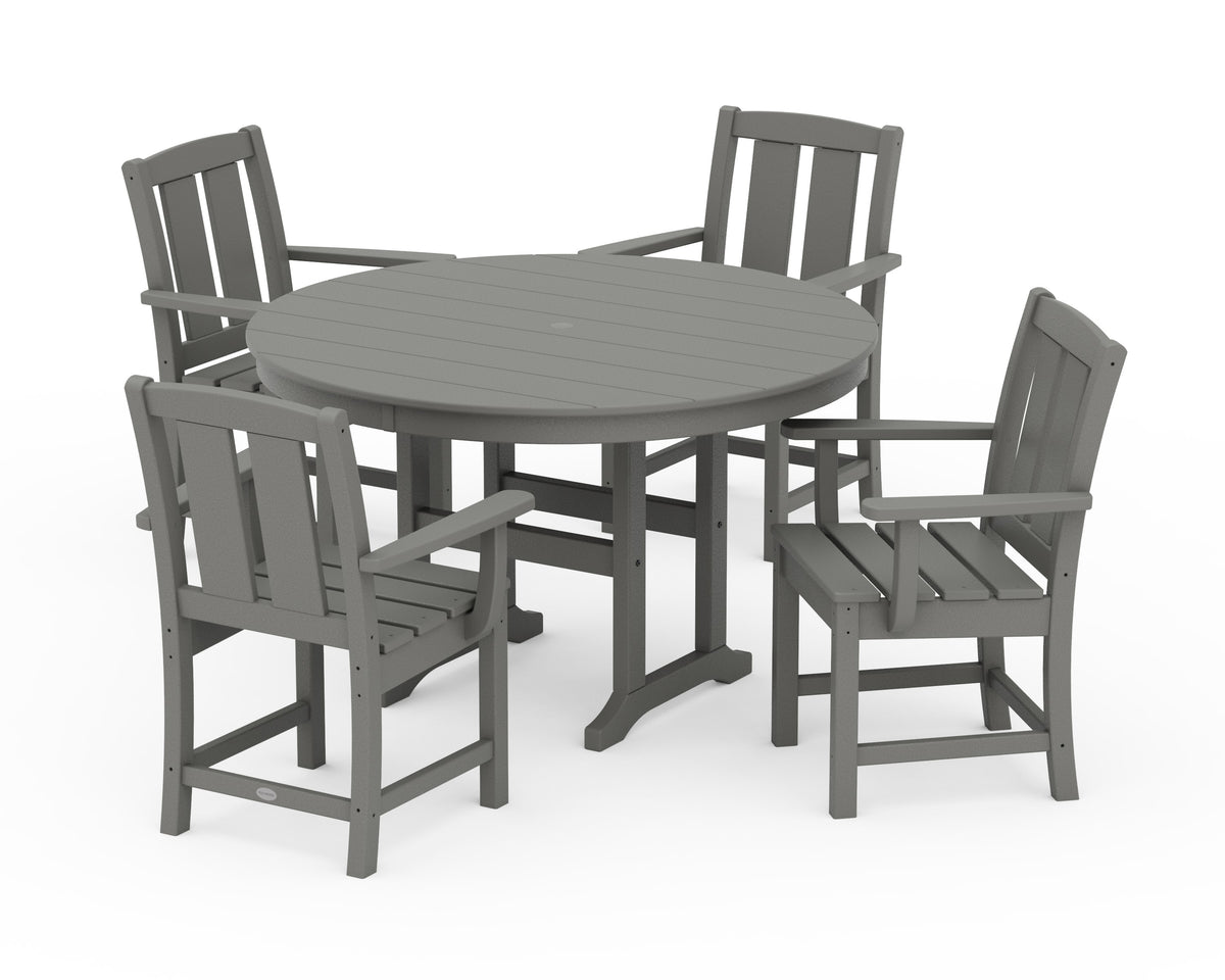 POLYWOOD Mission 5-Piece Round Farmhouse Dining Set in Slate Grey