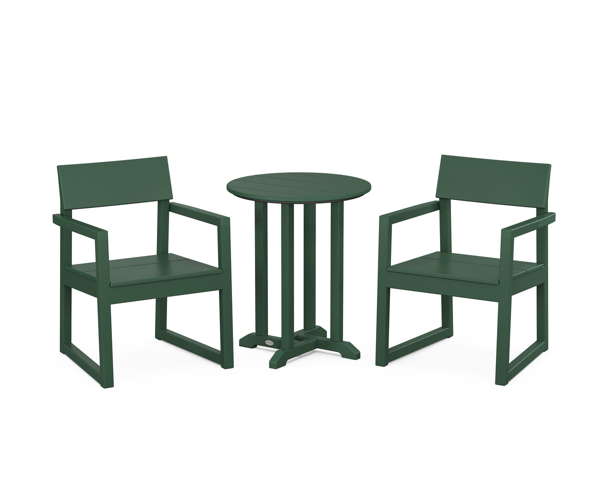 POLYWOOD EDGE 3-Piece Round Bistro Dining Set in Green