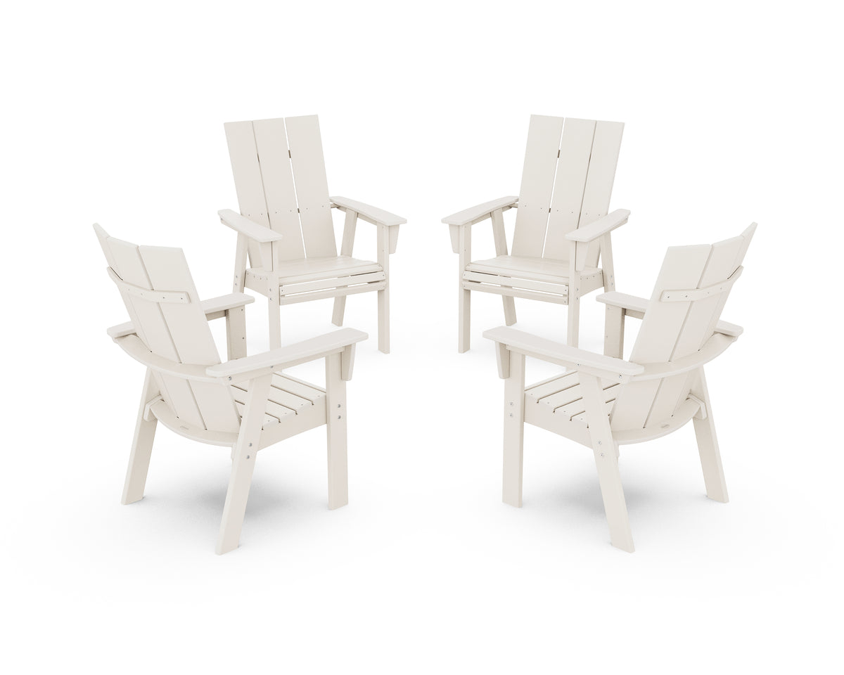 POLYWOOD Modern 4-Piece Curveback Upright Adirondack Conversation Set in Sand