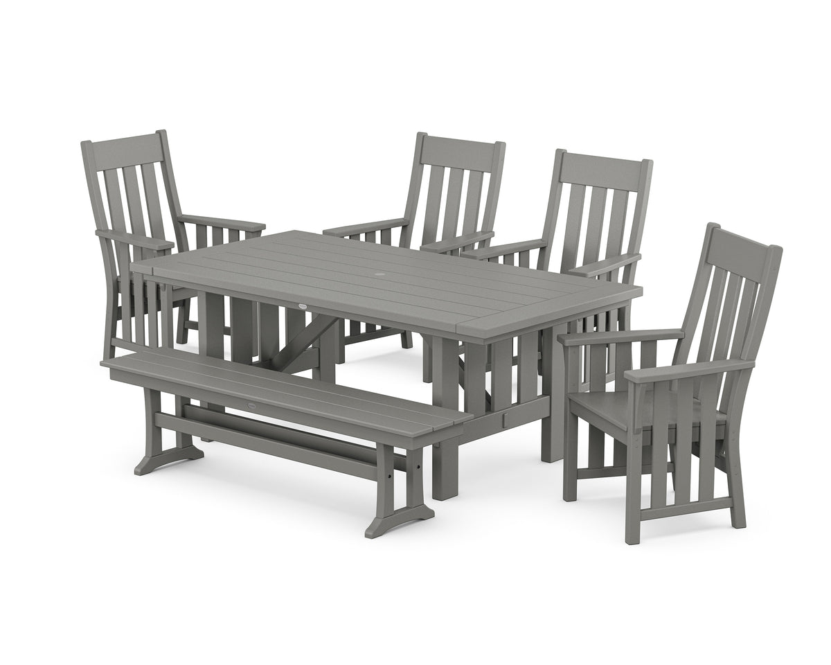 POLYWOOD Acadia 6-Piece Dining Set with Bench in Slate Grey