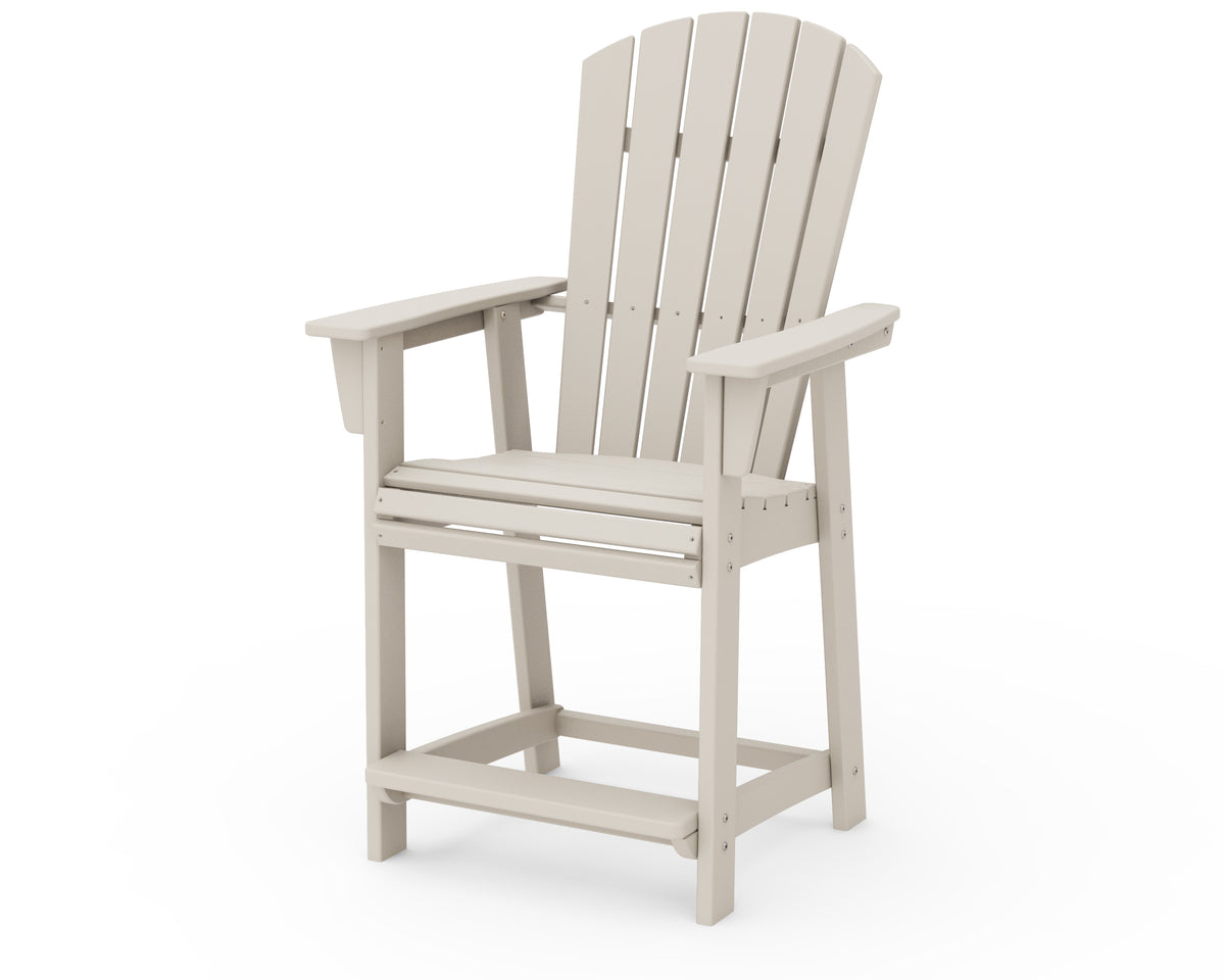 POLYWOOD Nautical Curveback Adirondack Counter Chair in Sand