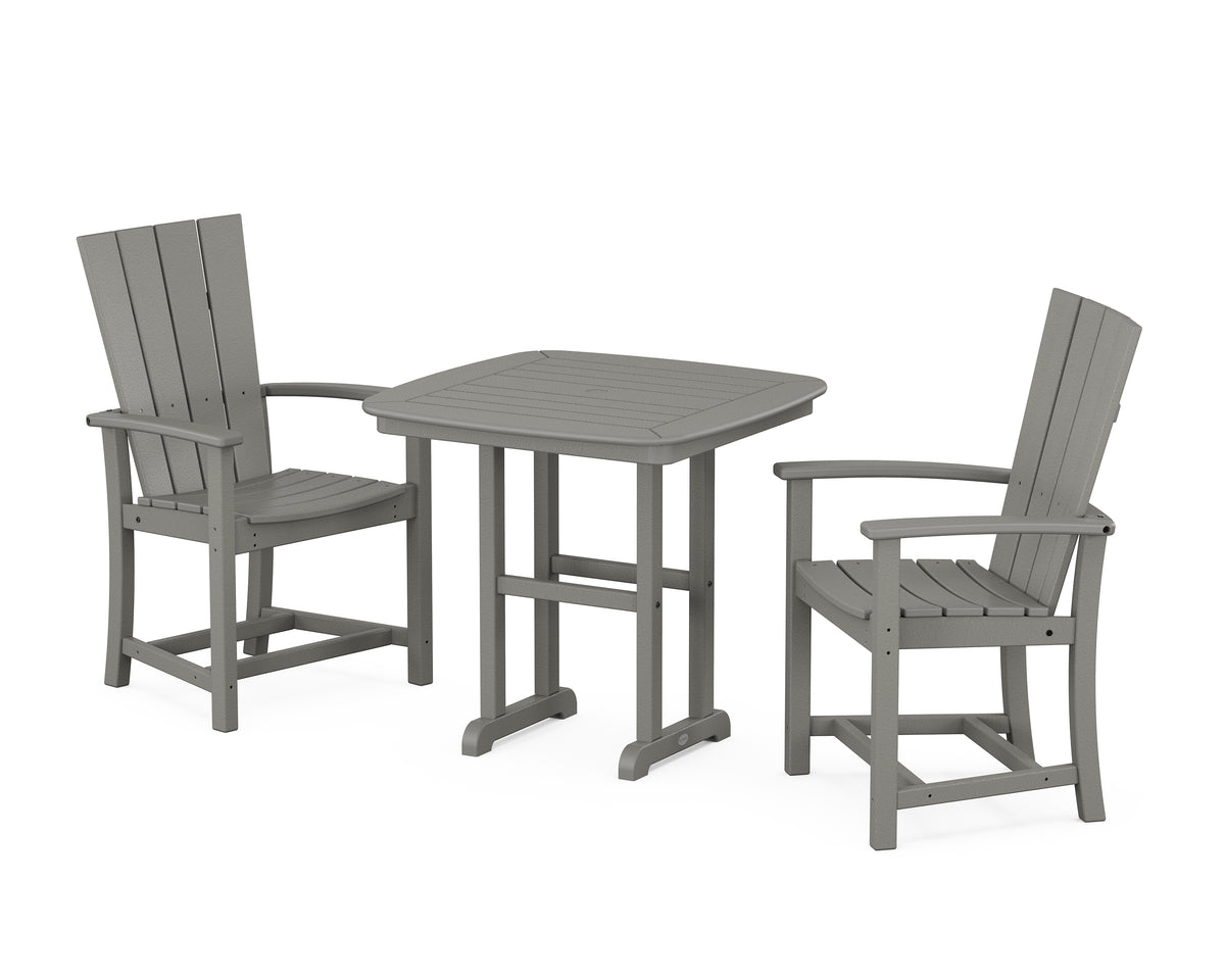 POLYWOOD Quattro 3-Piece Dining Set in Slate Grey