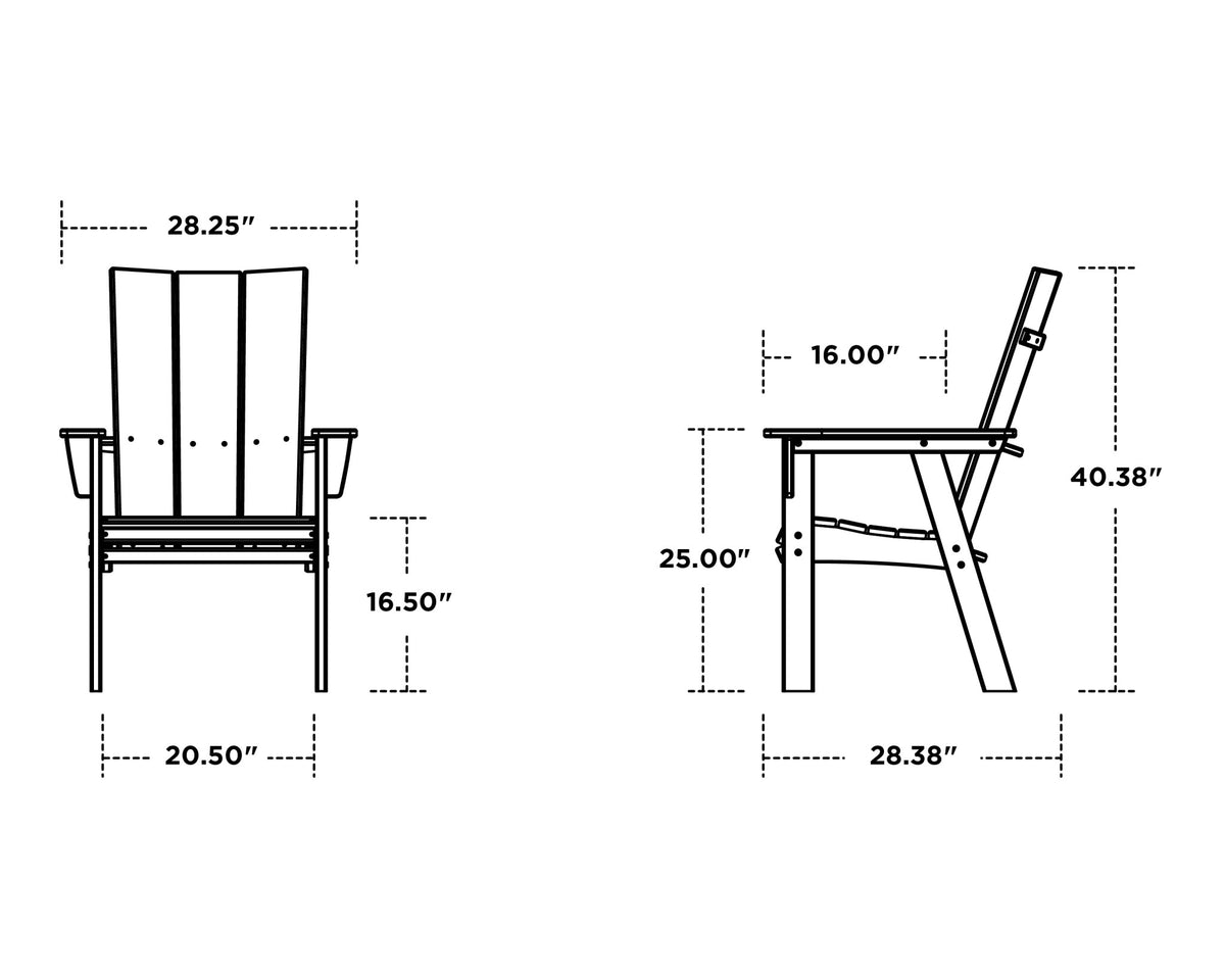 POLYWOOD Modern Curveback Adirondack Dining Chair dimensions