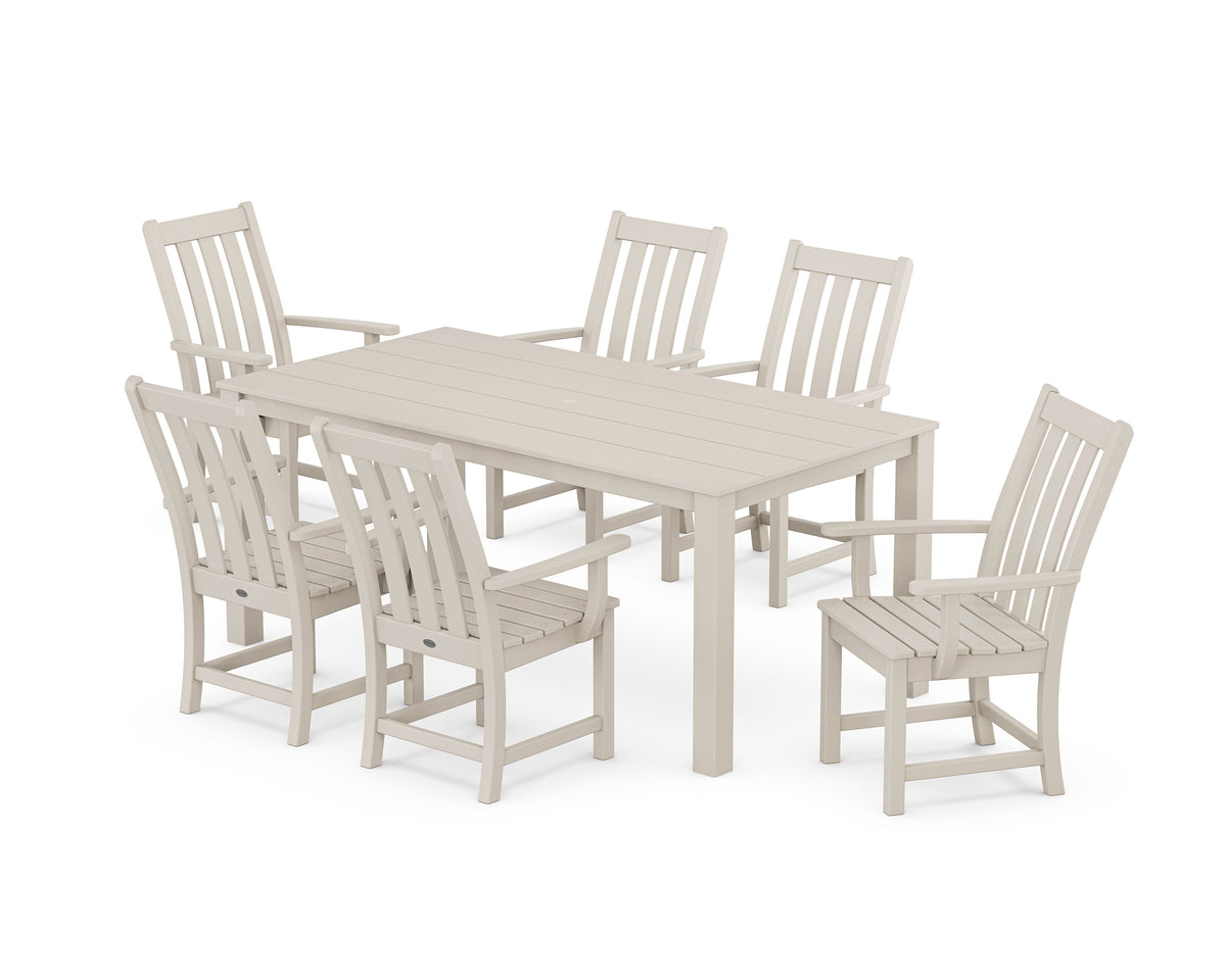 POLYWOOD Vineyard 7-Piece Parsons Arm Chair Dining Set in Sand