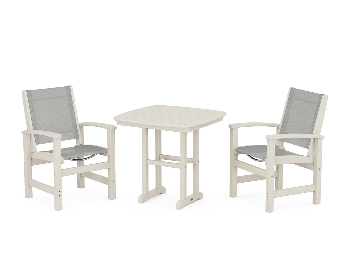 POLYWOOD Coastal 3-Piece Dining Set in Sand / Metallic