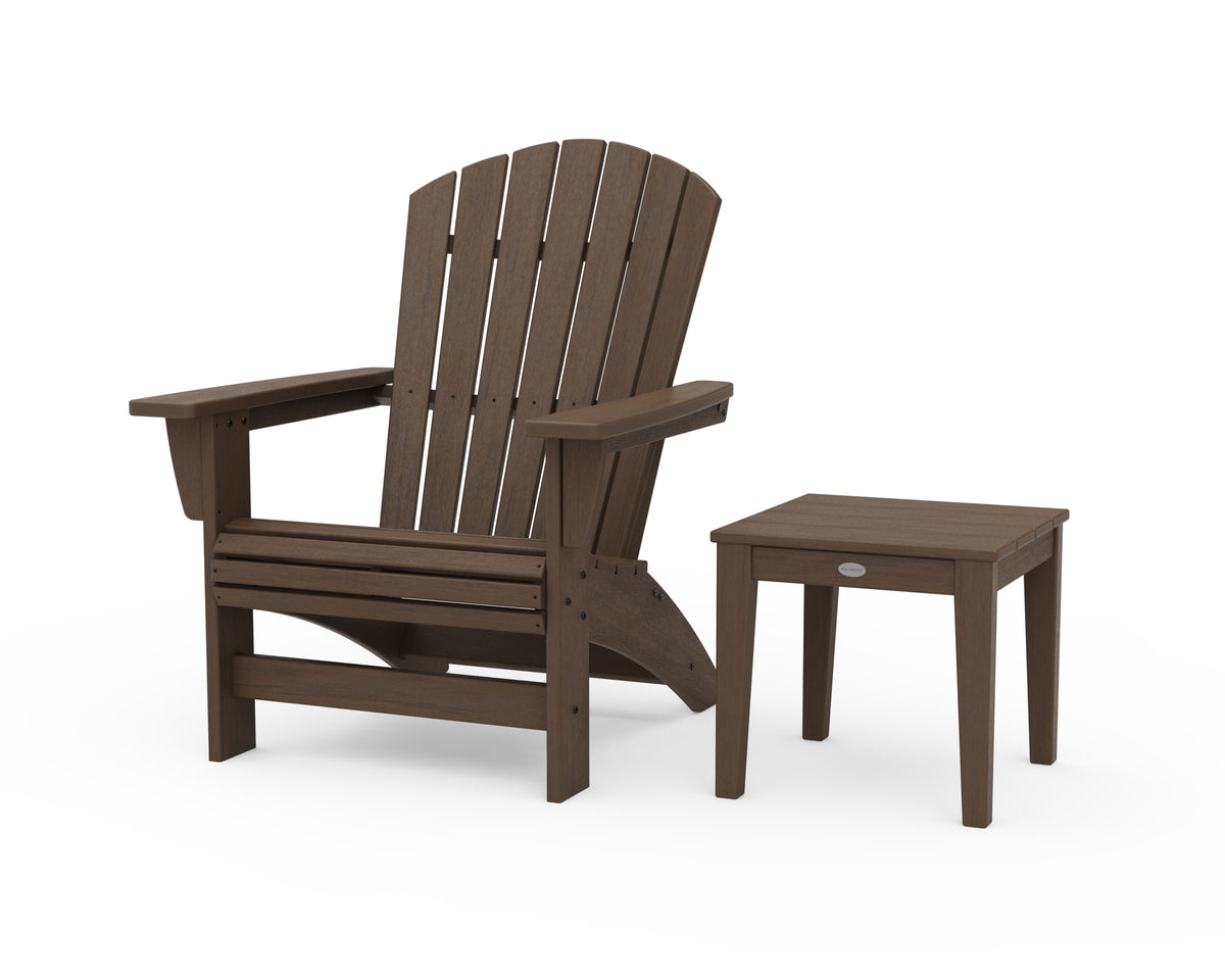 POLYWOOD Nautical Grand Adirondack Chair with Side Table in Kona