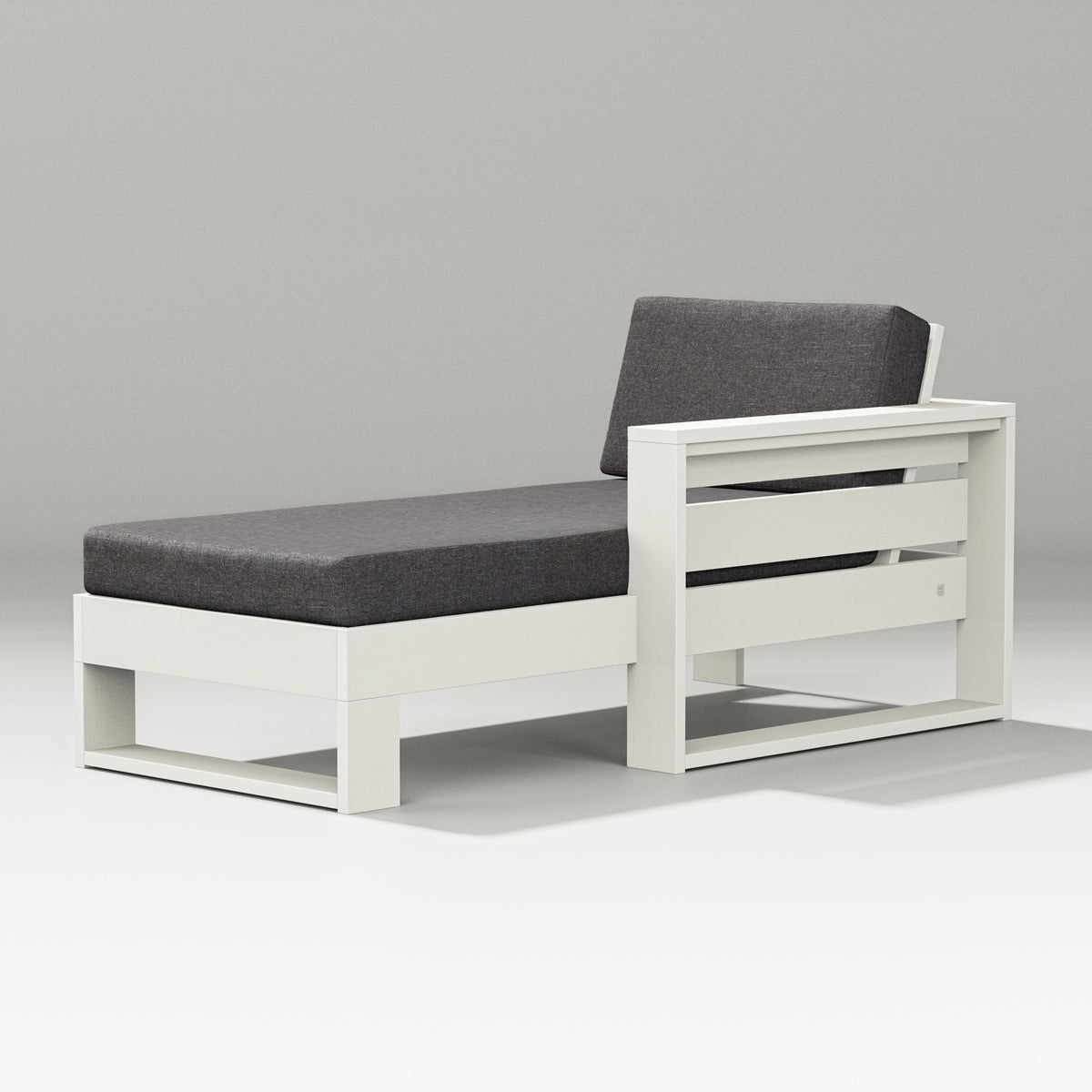 POLYWOOD Latitude Modular Right Arm Chaise in Vintage White / Ash Charcoal