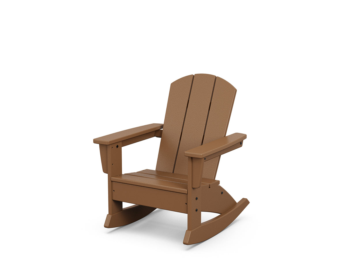 POLYWOOD Kids Nautical Adirondack Rocking Chair in Teak
