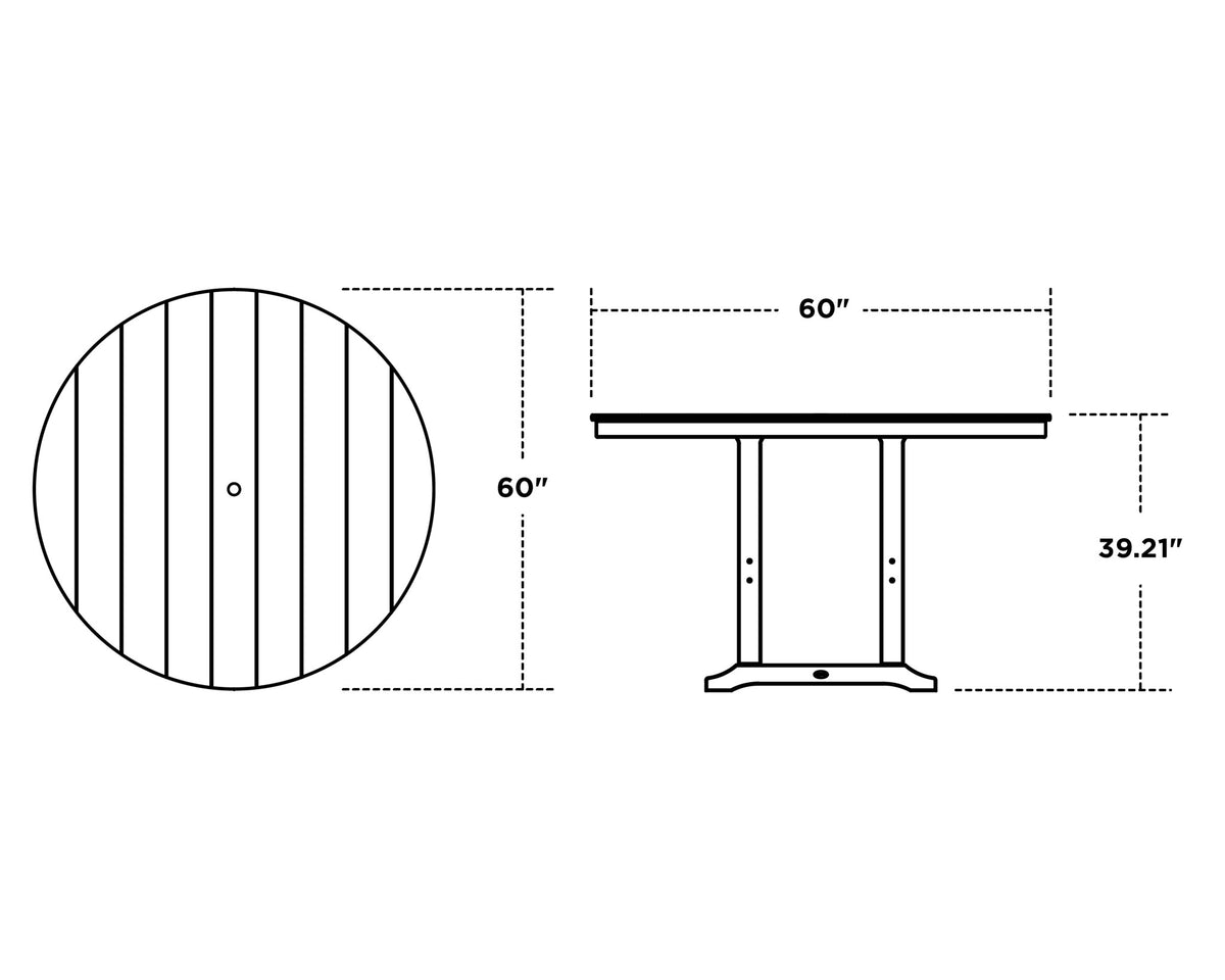 POLYWOOD 60" Round Farmhouse Counter Table dimensions