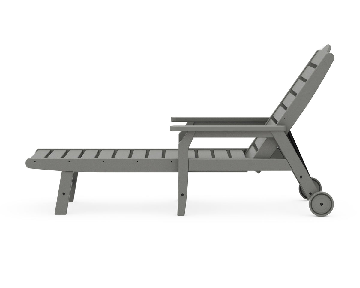 POLYWOOD Savannah Chaise with Arms and Wheels angle view