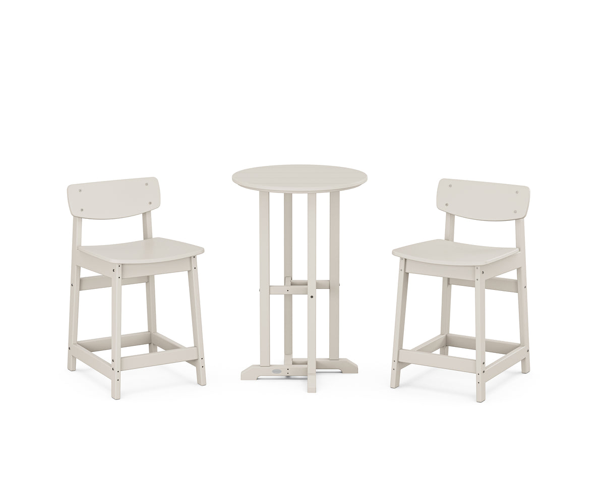 POLYWOOD Modern Studio Urban Lowback 3-Piece Bistro Counter Set in Sand