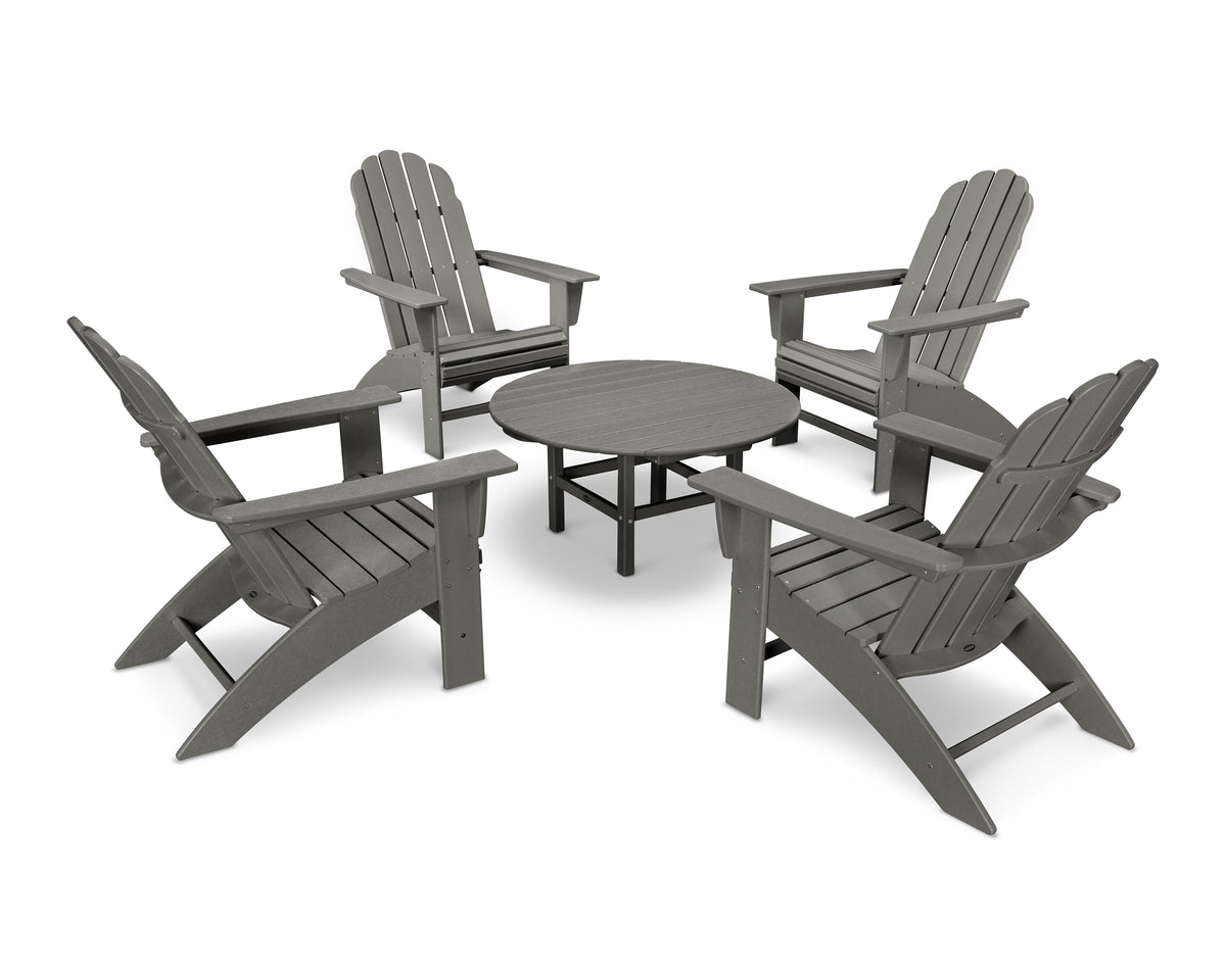 POLYWOOD Vineyard 5-Piece Oversized Adirondack Set in Slate Grey