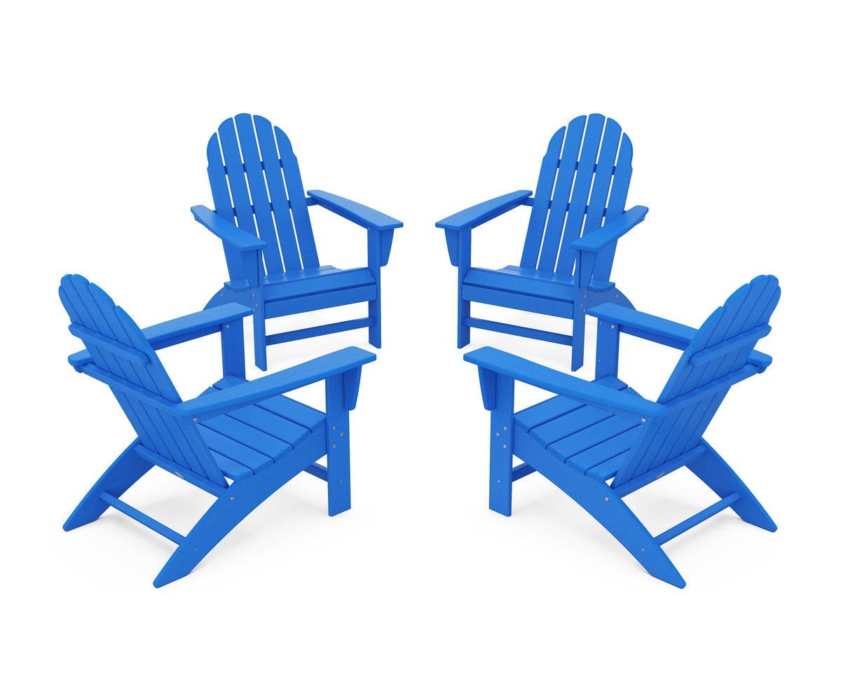 POLYWOOD Vineyard 4-Piece Adirondack Conversation Set in Pacific Blue