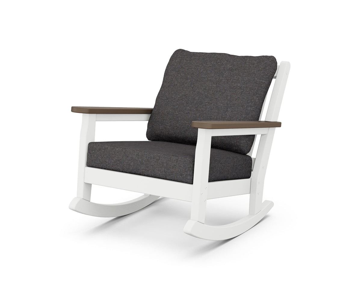 POLYWOOD Chippendale Deep Seating Rocking Chair in White / Kona / Ash Charcoal