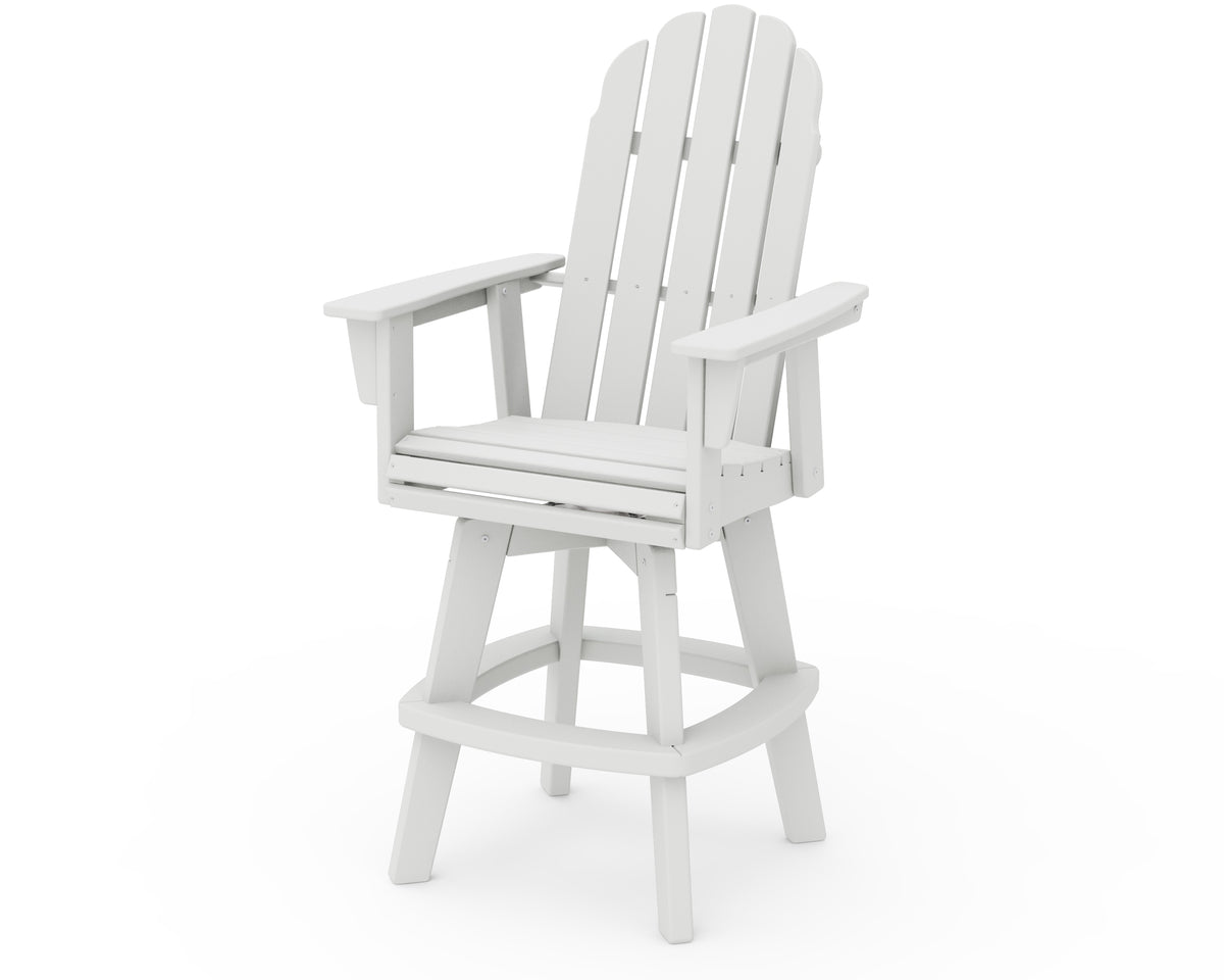 POLYWOOD Vineyard Curveback Adirondack Swivel Bar Chair in Vintage White