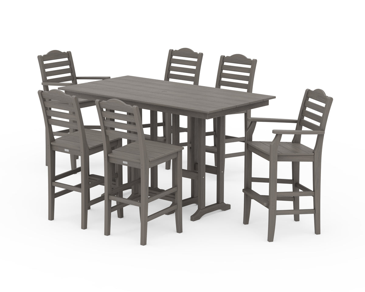 POLYWOOD Savannah 7-Piece Farmhouse Bar Set in Driftwood