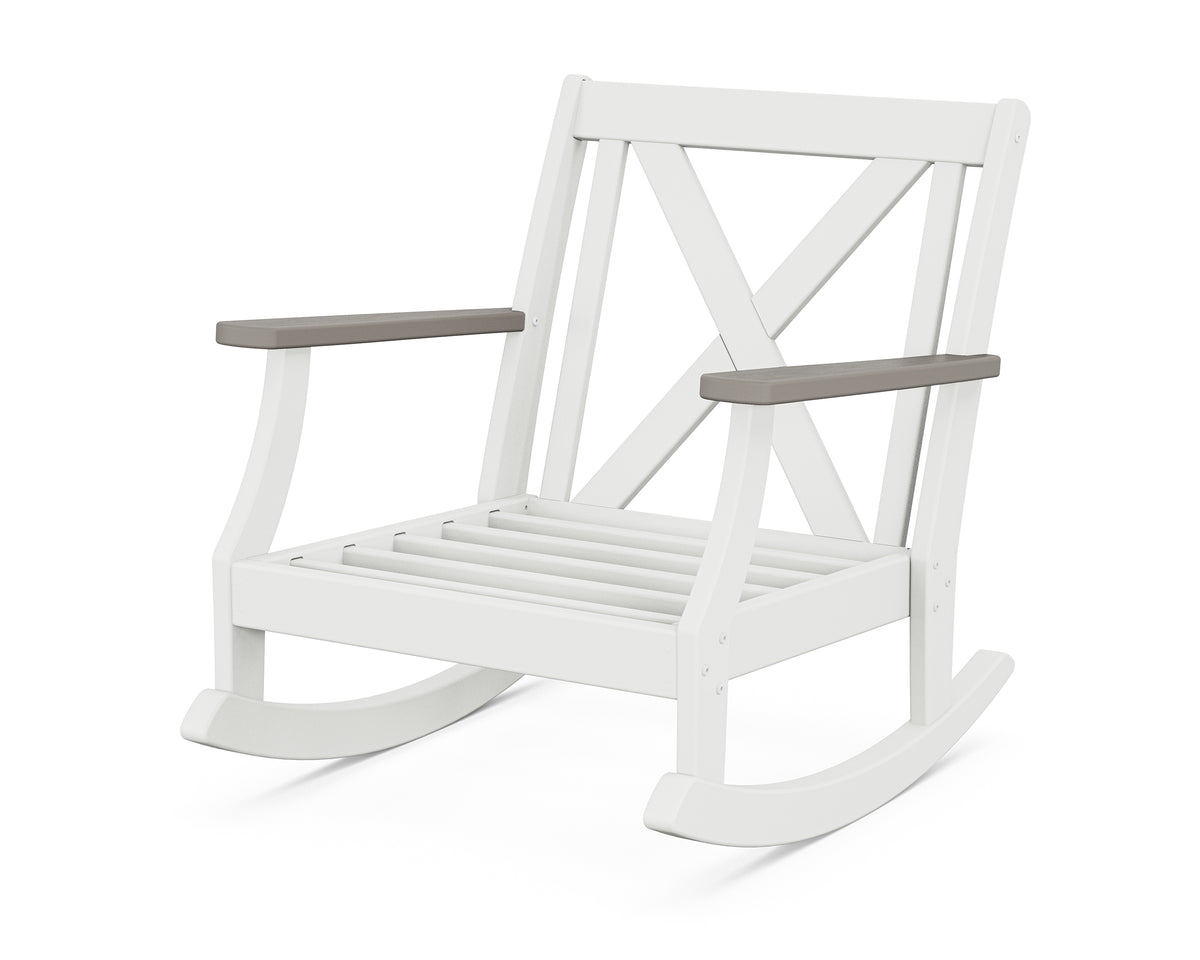 POLYWOOD Braxton Deep Seating Rocking Chair Frame in White / Driftwood