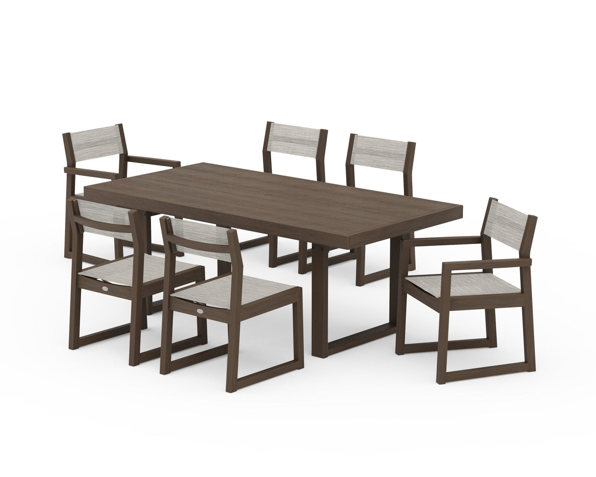 POLYWOOD EDGE Sling 7-Piece Dining Set in Kona / Birch